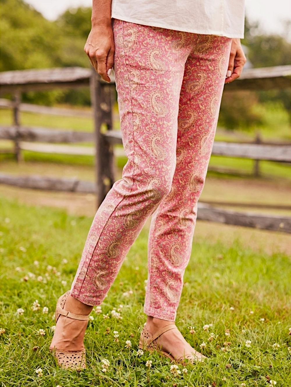 APRIL CORNELL Coral Pink Prague Paisley Pull-On Pant